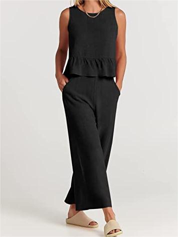 Women's Summer 2 Piece Outfits - Lounge Set with Pockets
