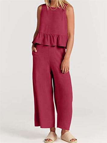 Women's Summer 2 Piece Outfits - Lounge Set with Pockets