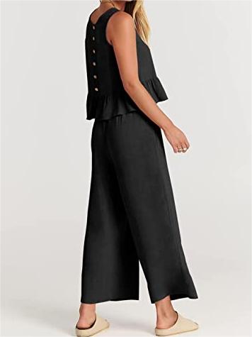 Women's Summer 2 Piece Outfits - Lounge Set with Pockets