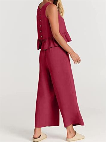 Women's Summer 2 Piece Outfits - Lounge Set with Pockets