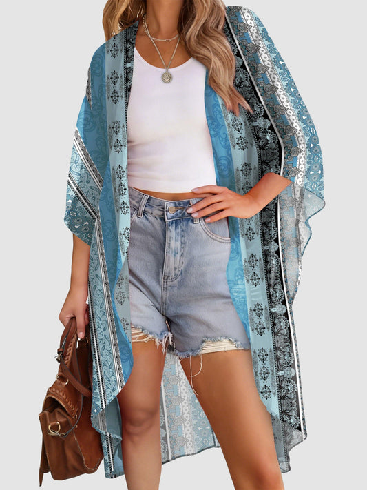 Women's Multi-Print Kimono Beach Cover-Up Cardigan
