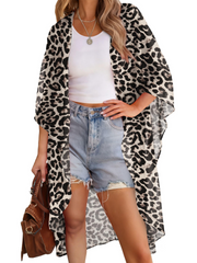 Women's Multi-Print Kimono Beach Cover-Up Cardigan