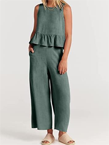 Women's Summer 2 Piece Outfits - Lounge Set with Pockets
