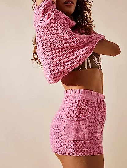 Women Knitted Two Piece Sweater Set