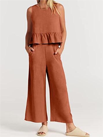 Women's Summer 2 Piece Outfits - Lounge Set with Pockets