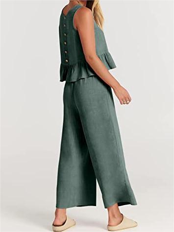 Women's Summer 2 Piece Outfits - Lounge Set with Pockets