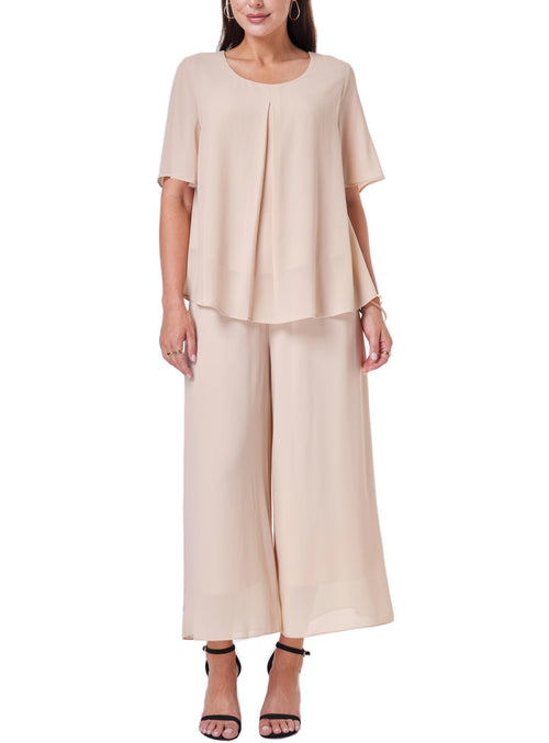 Women's 2-Piece Chiffon Blouse & Wide Leg Pants Set