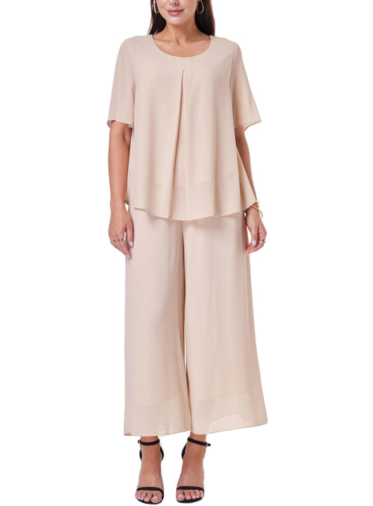 Women's 2-Piece Chiffon Blouse & Wide Leg Pants Set