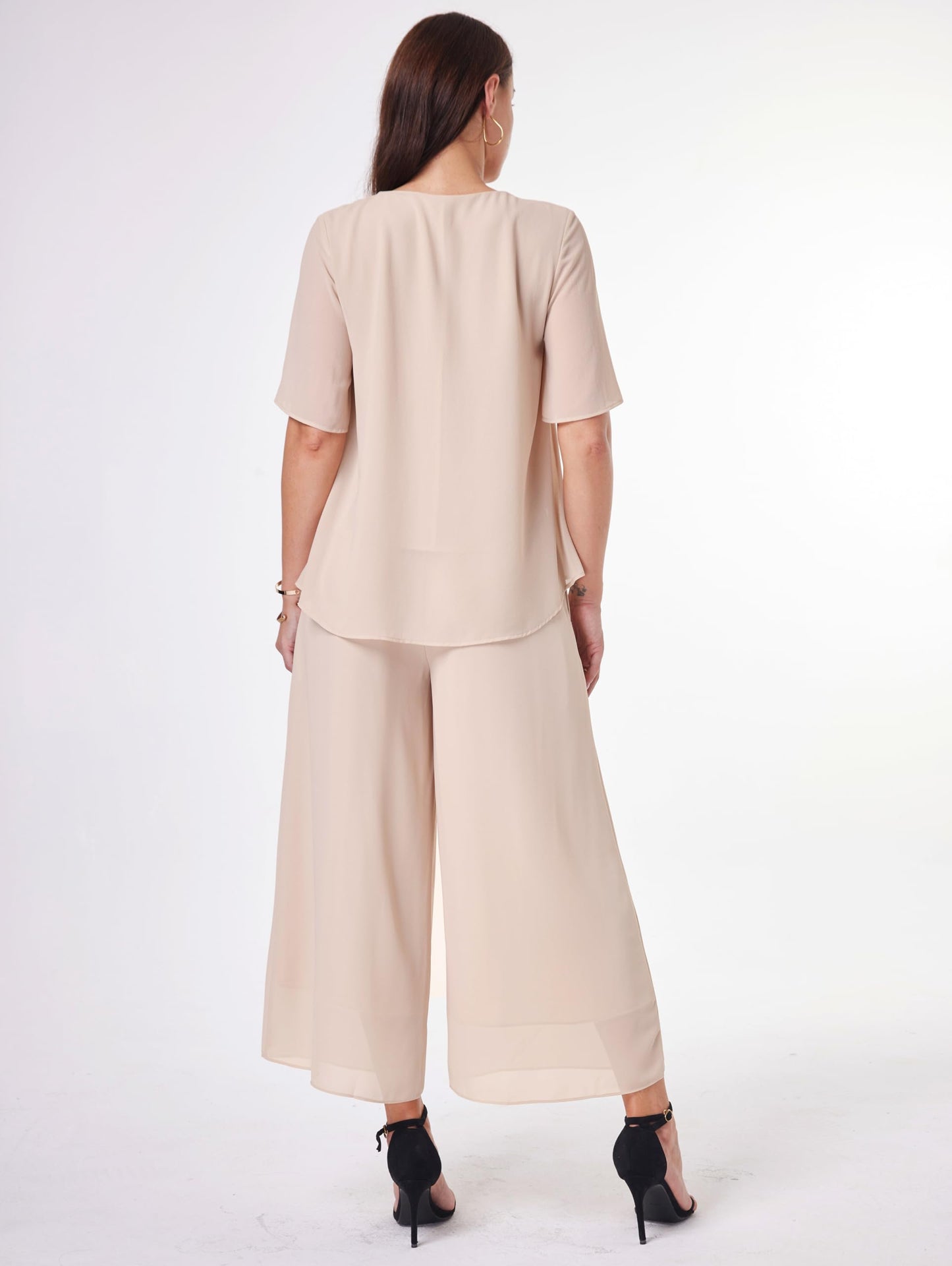 Women's 2-Piece Chiffon Blouse & Wide Leg Pants Set