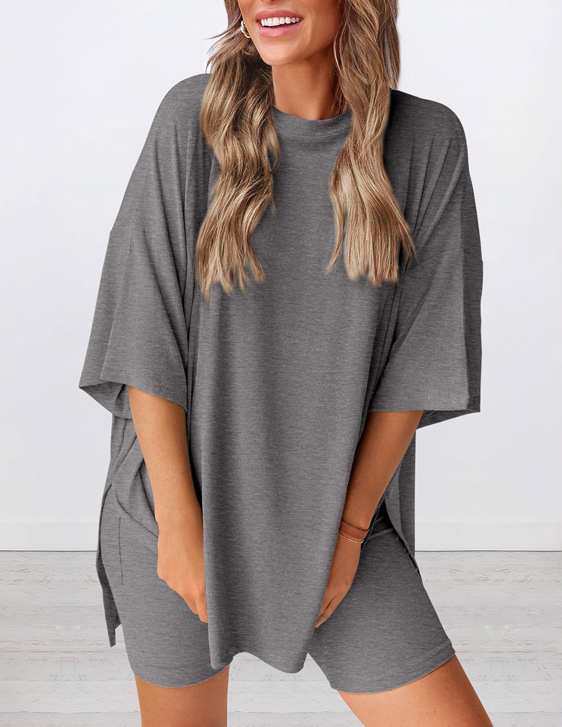 Women's Oversized Casual T-Shirt Shorts Suit Stretch Two-Piece Set