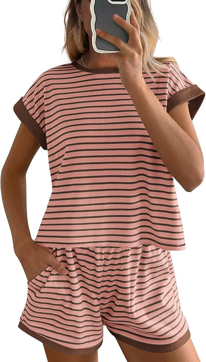 Limited time sale🔥Womens Striped Knit Sets 2 Piece Outfits