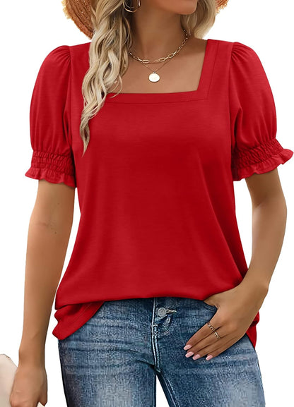 Women Summer Ruffle Trim Sleeve T Shirts((BUY 2 FREE SHIPPING)