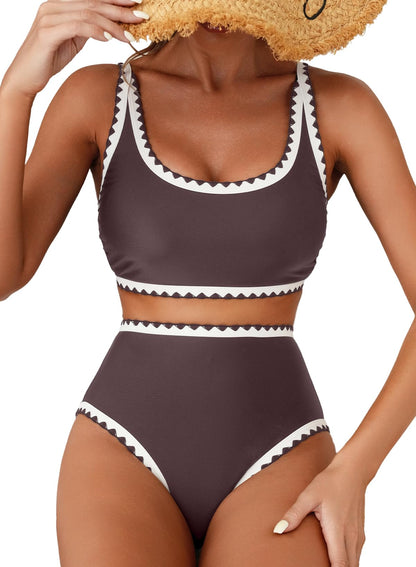 Women's Bikini Sets Floral Print Whip Stitch 2 Piece Swimsuits