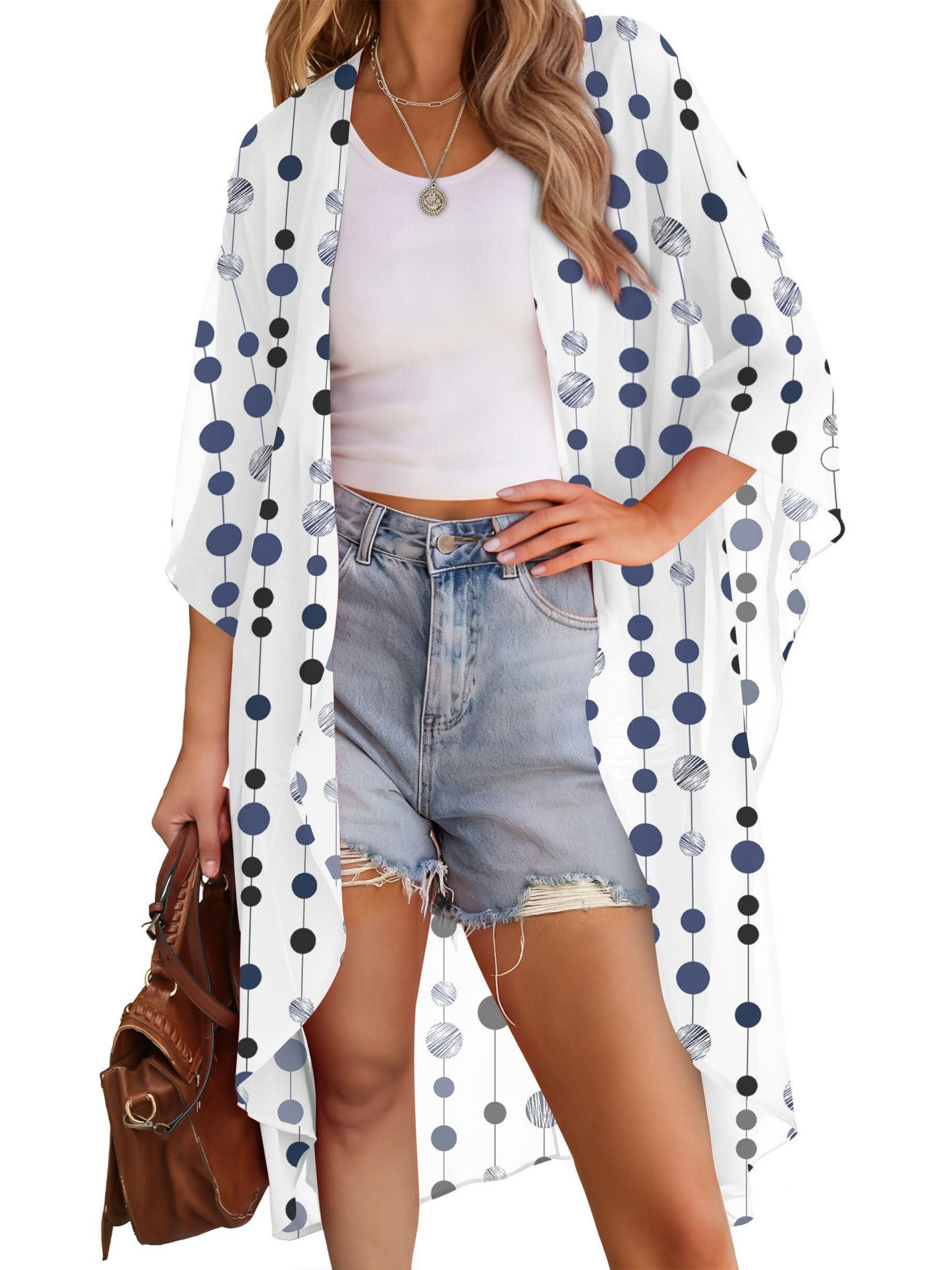 Women's Multi-Print Kimono Beach Cover-Up Cardigan