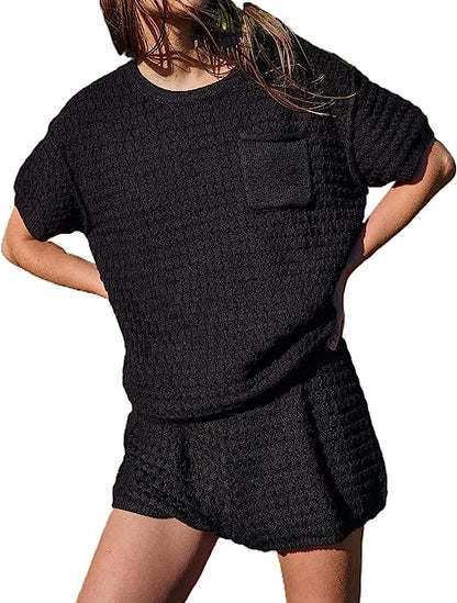 Women Knitted Two Piece Sweater Set