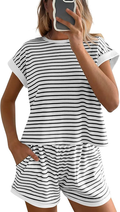 Limited time sale🔥Womens Striped Knit Sets 2 Piece Outfits