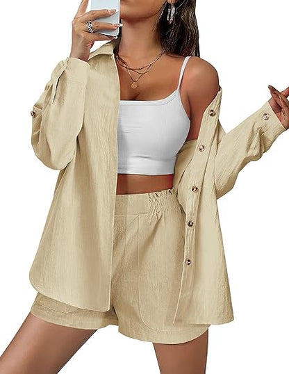 Women Summer Shirt& Shorts Two Piece (BUY 2 FREE SHIPPING)