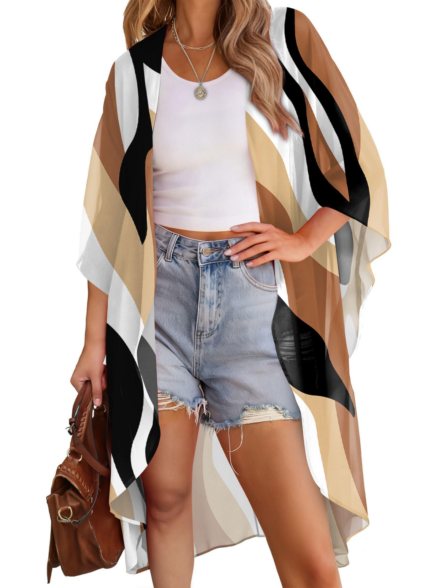 Women's Multi-Print Kimono Beach Cover-Up Cardigan