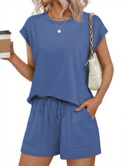 Two Piece Sets for Women Summer Crew Neck Lounge Short Sets