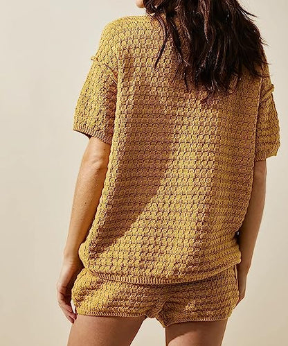 Women Knitted Two Piece Sweater Set