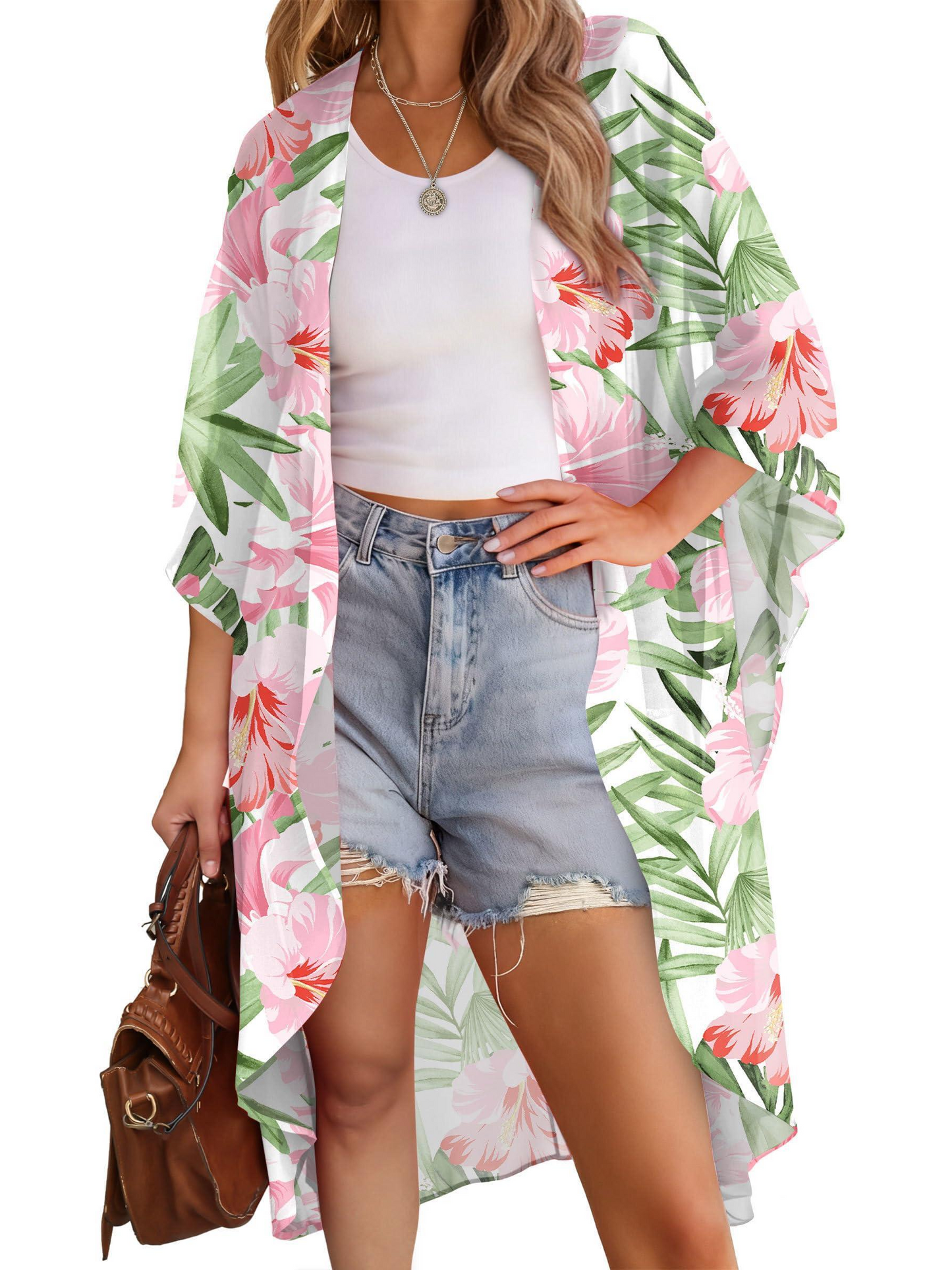 Women's Multi-Print Kimono Beach Cover-Up Cardigan