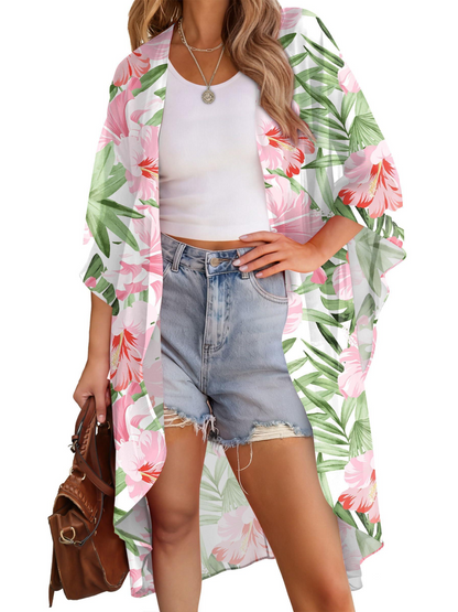 Women's Multi-Print Kimono Beach Cover-Up Cardigan