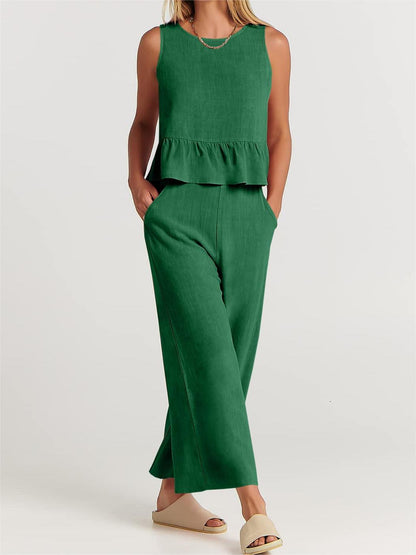 2024 Women's Summer 2 Pieces Outfits - Lounge Set with Pockets