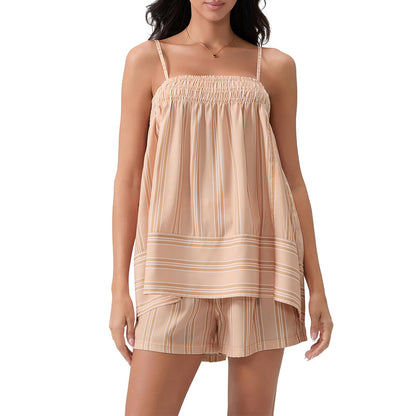 ✨Women's Summer Striped Ruffle Camisole and Wide Leg Shorts Set