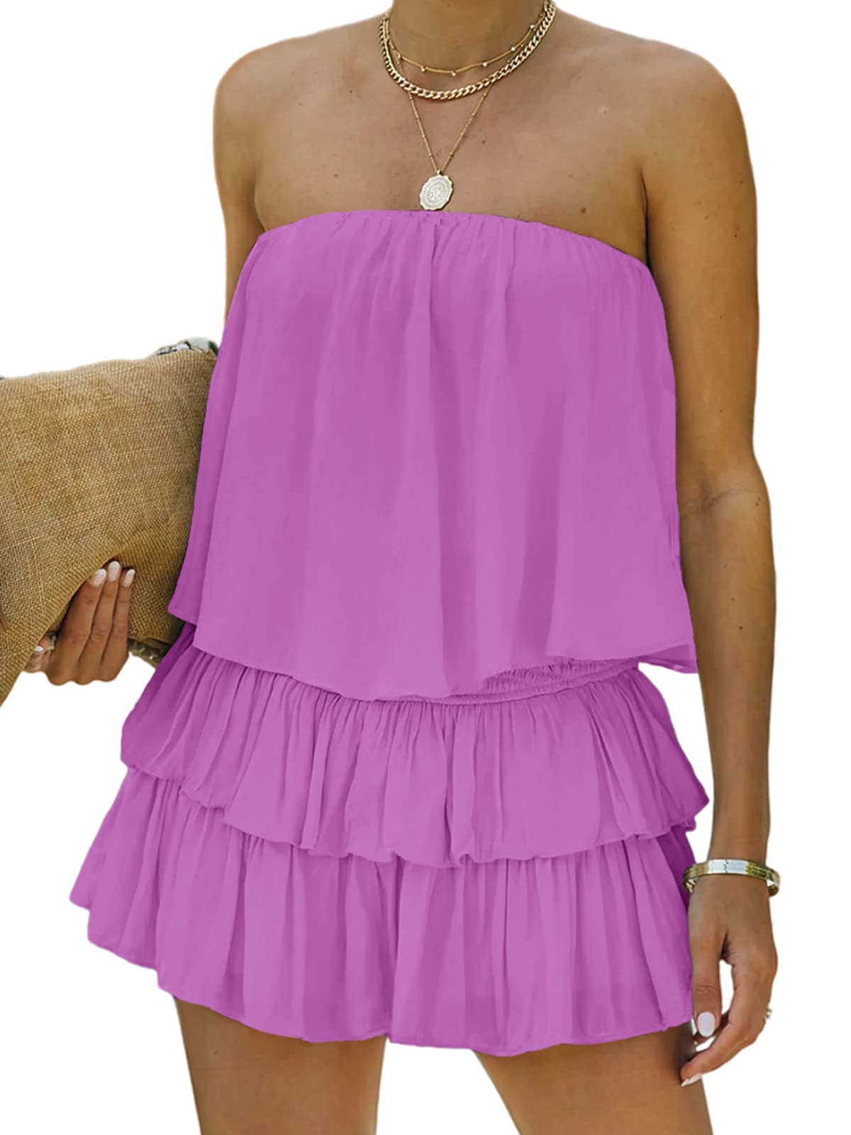 Women's Summer Style Off-The-Shoulder Smocked Romper