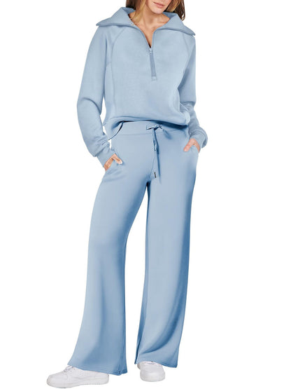 Women's Navy Collar Half Zip Suit (Buy 2 Free Shipping)