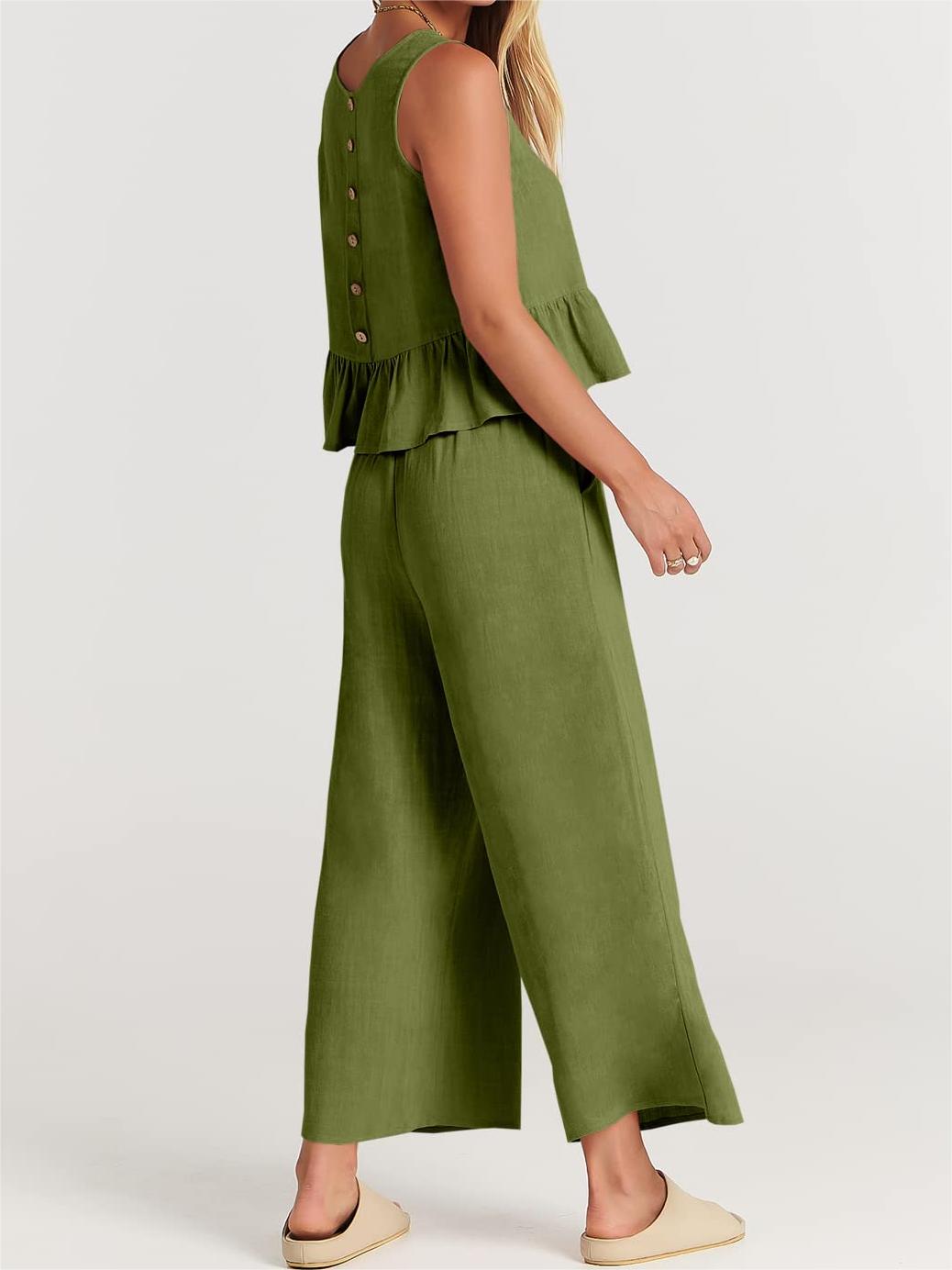 2024 Women's Summer 2 Pieces Outfits - Lounge Set with Pockets