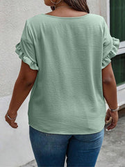 Women's Summer Ruffle Sleeve Round Neck T-Shirt