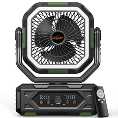 30000mAh Rechargeable Camping Fan with LED Light, Remote Control & Oscillation