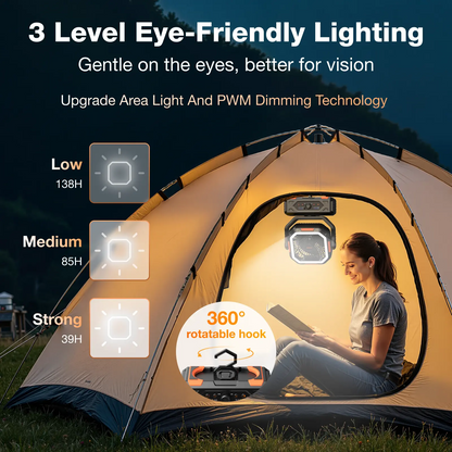30000mAh Rechargeable Camping Fan with LED Light, Remote Control & Oscillation