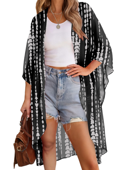Women's Multi-Print Kimono Beach Cover-Up Cardigan