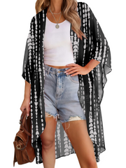 Women's Multi-Print Kimono Beach Cover-Up Cardigan