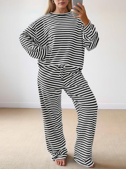 Women's Striped Casual Two-Piece Set