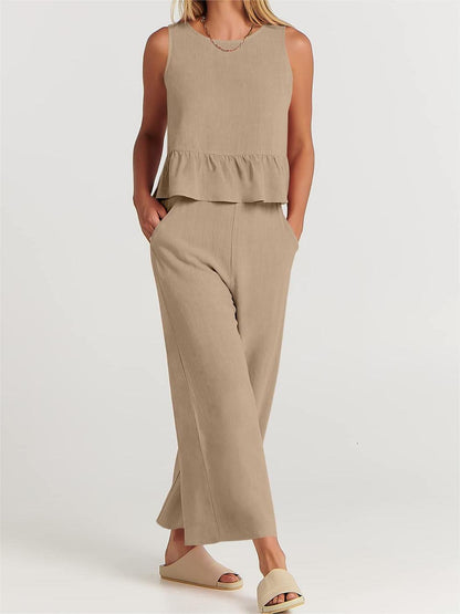 2024 Women's Summer 2 Pieces Outfits - Lounge Set with Pockets
