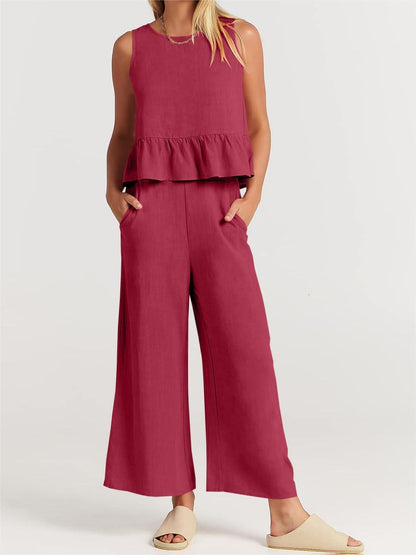 2024 Women's Summer 2 Pieces Outfits - Lounge Set with Pockets